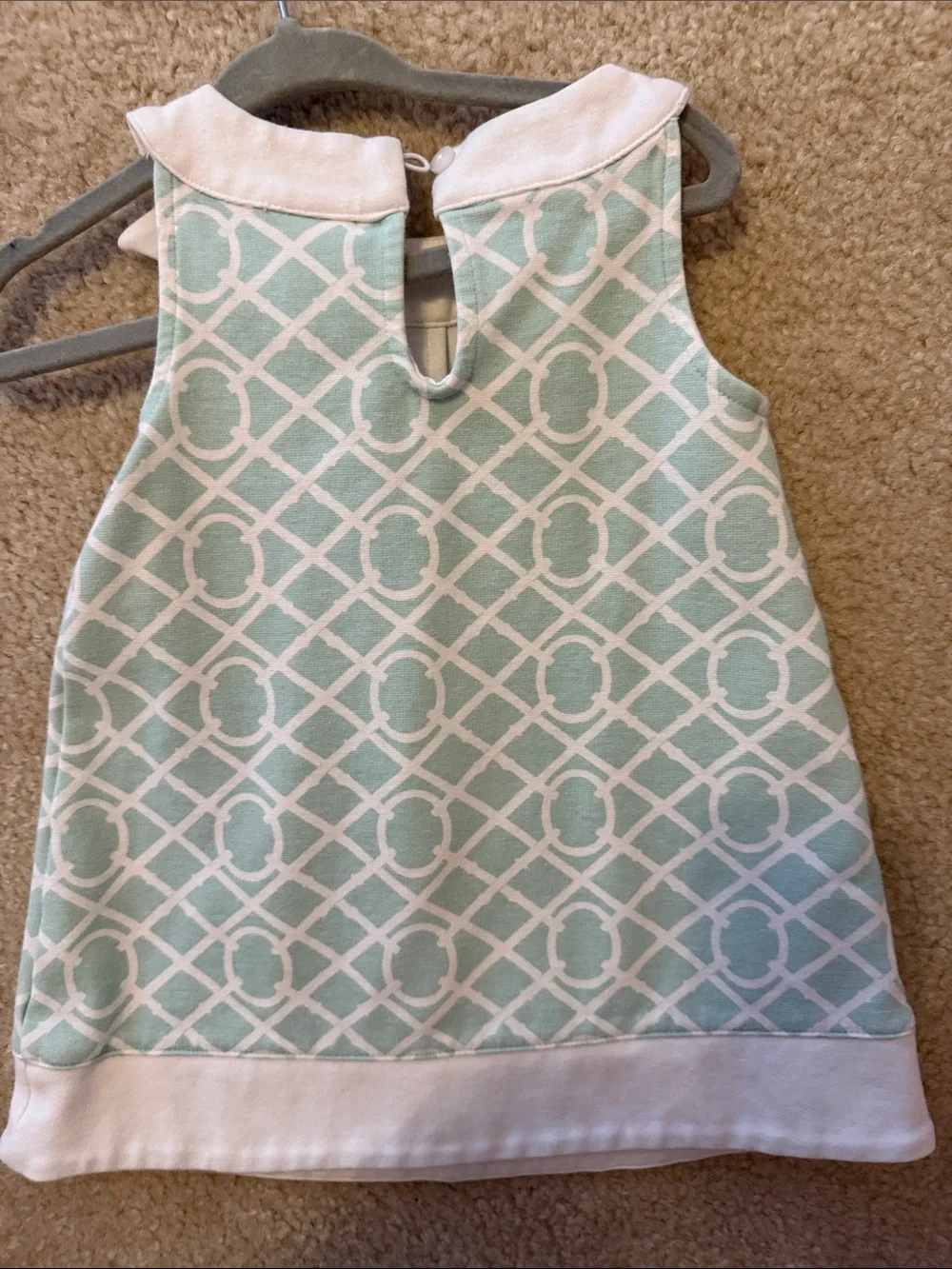 Janie and Jack Mint and White Patterned Sleeveless Dress 12-18M EUC